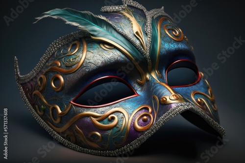 Venetian carnival mask isolated on dark background. Masquerade one mask template for carnival. Generative ai