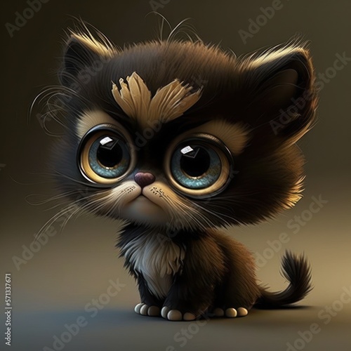 Cute pet cat kitty puppy character 3D  personage gato infantil fofo  GENERATIVE AI