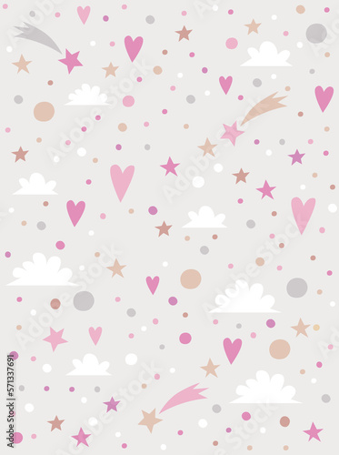 Cute Sent Valentine s Day set. Pattern of the of the hearts  stars  dots and clouds