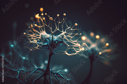 Obraz na płótnie illustration of neural connections inside the brain - Created with generative ai w salonie