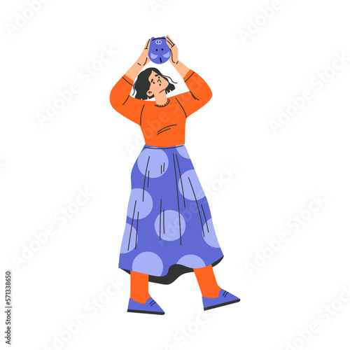 Poor Woman Character with Empty Piggy Bank Having No Money Vector Illustration