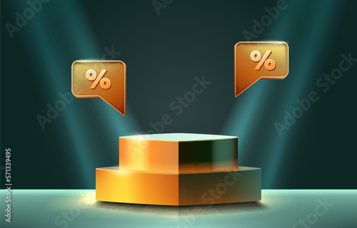 Podium percentage, flyer event product. sale off banner. Vector