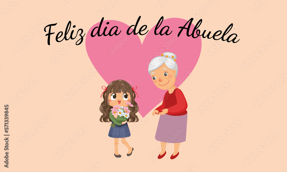 tarjeta o pancarta para desear un feliz día de la abuela en negro sobre un fondo rosa pálido con un corazón rosa oscuro y debajo una abuela y su nieta tarjeta o pancarta para desear un feliz día de la abuela en negro sobre un fondo rosa pálido con un corazón rosa oscuro y debajo una abuela y su nieta