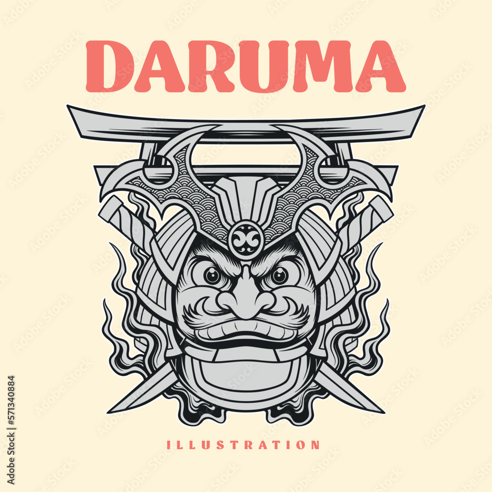 Vector of Japanese daruma illustration design