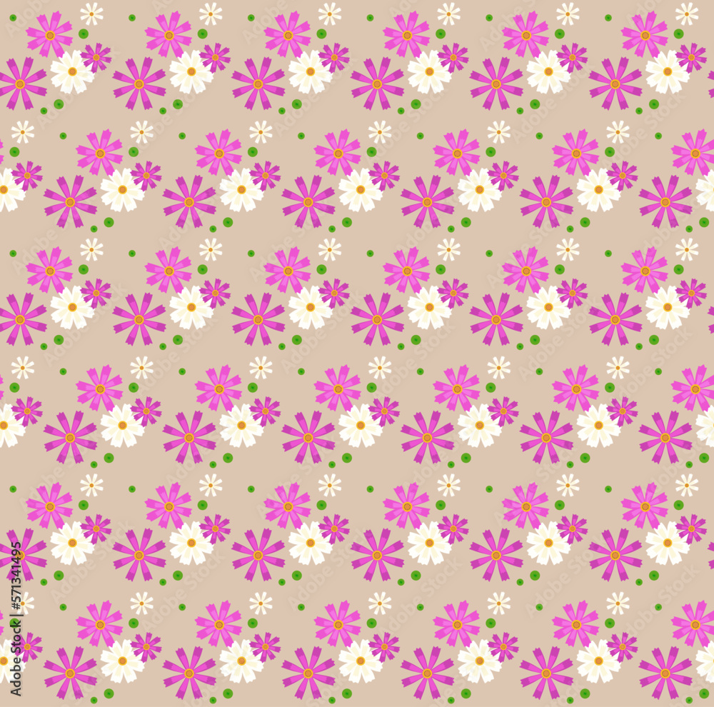 Seamless pattern of the cosmos flowers