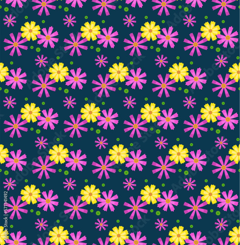 Seamless pattern of the cosmos flowers