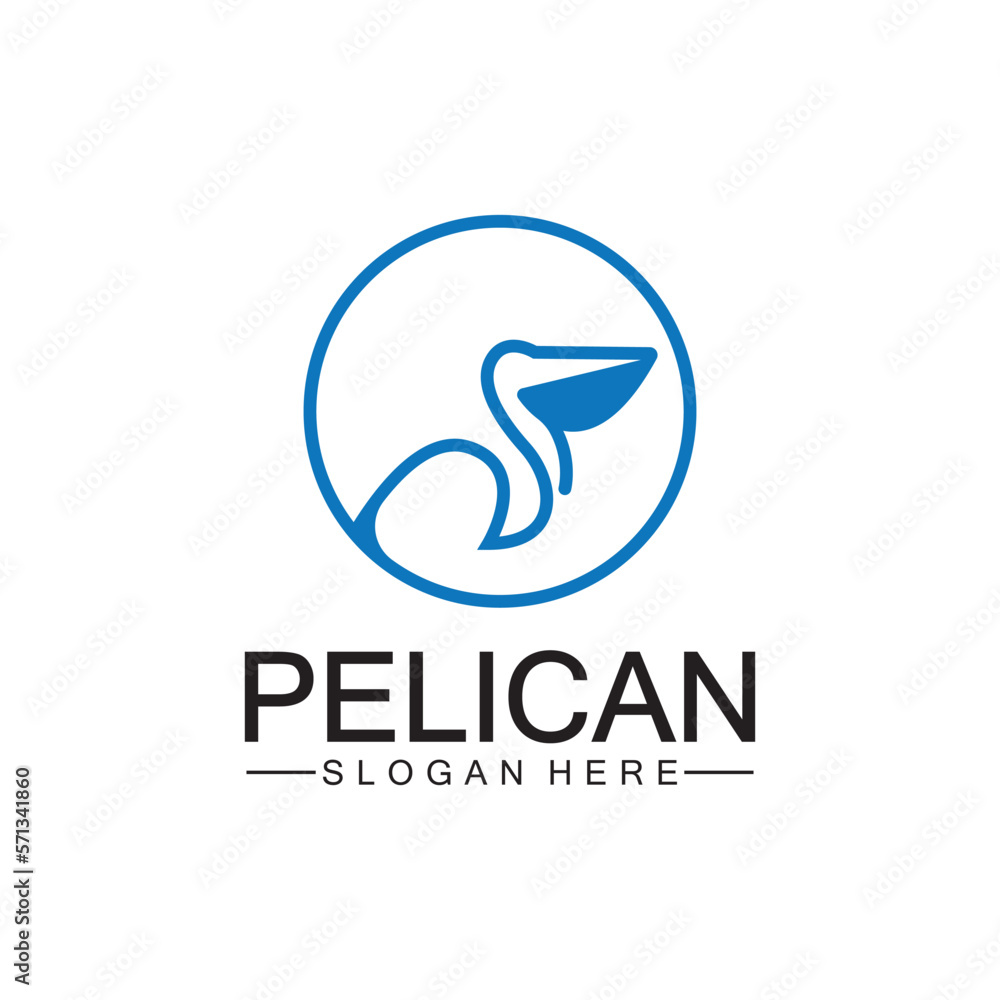 Obraz premium Pelican bird logo design, line art pelican bird logo vector illustration template
