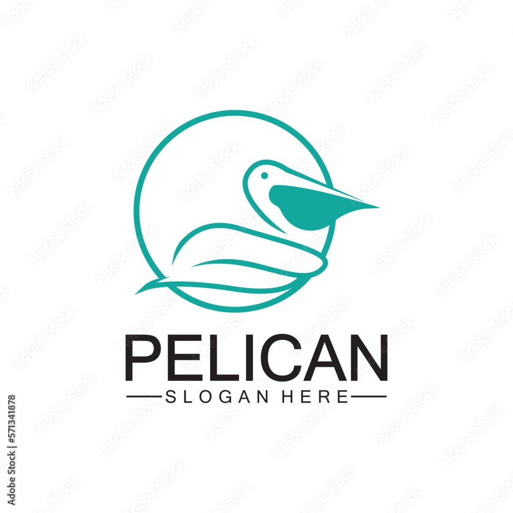 Fototapeta premium Pelican bird logo design, line art pelican bird logo vector illustration template