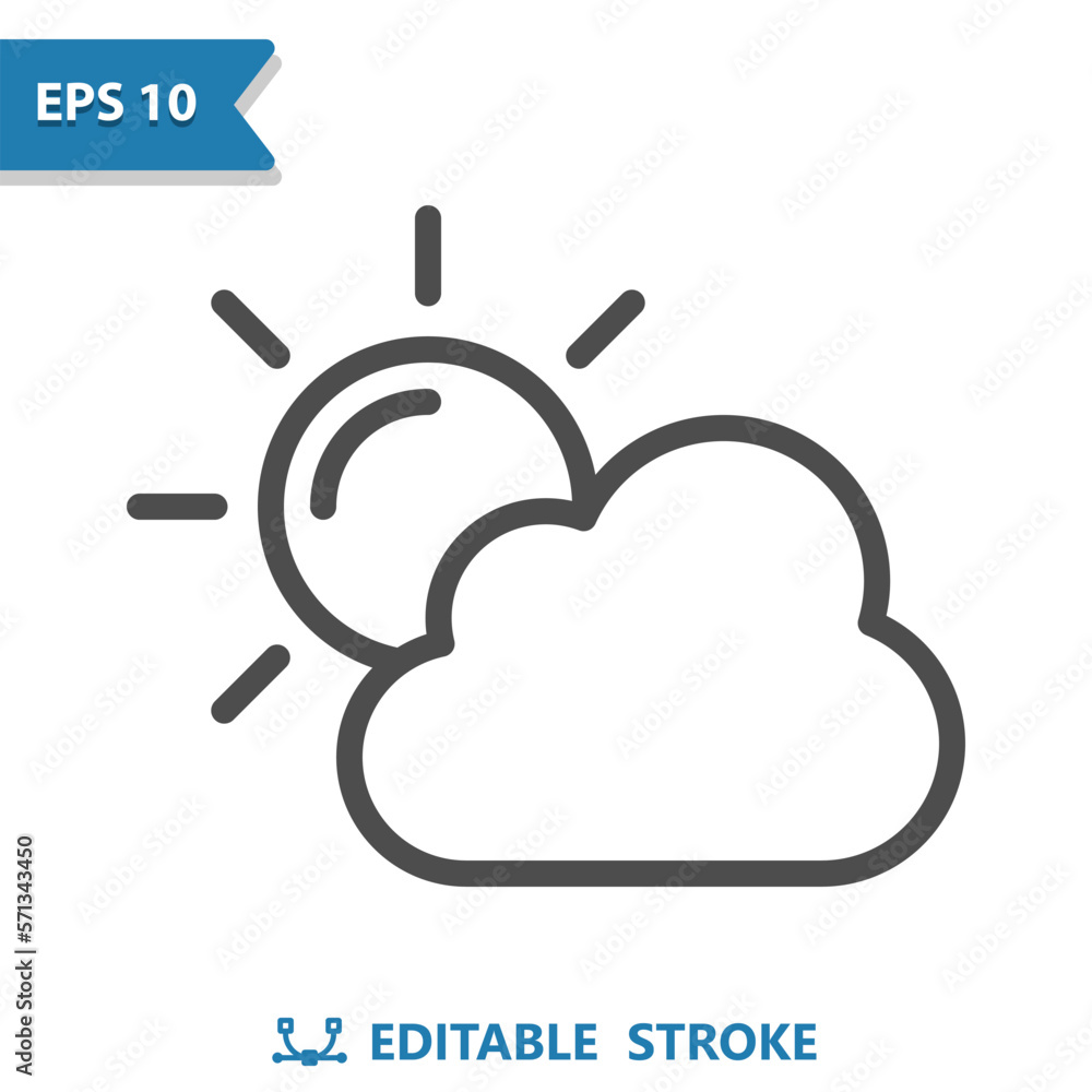 Sun And Cloud Icon - Sunny, Cloudy, Weather Sun And Cloud Icon - Sunny, Cloudy, Weather