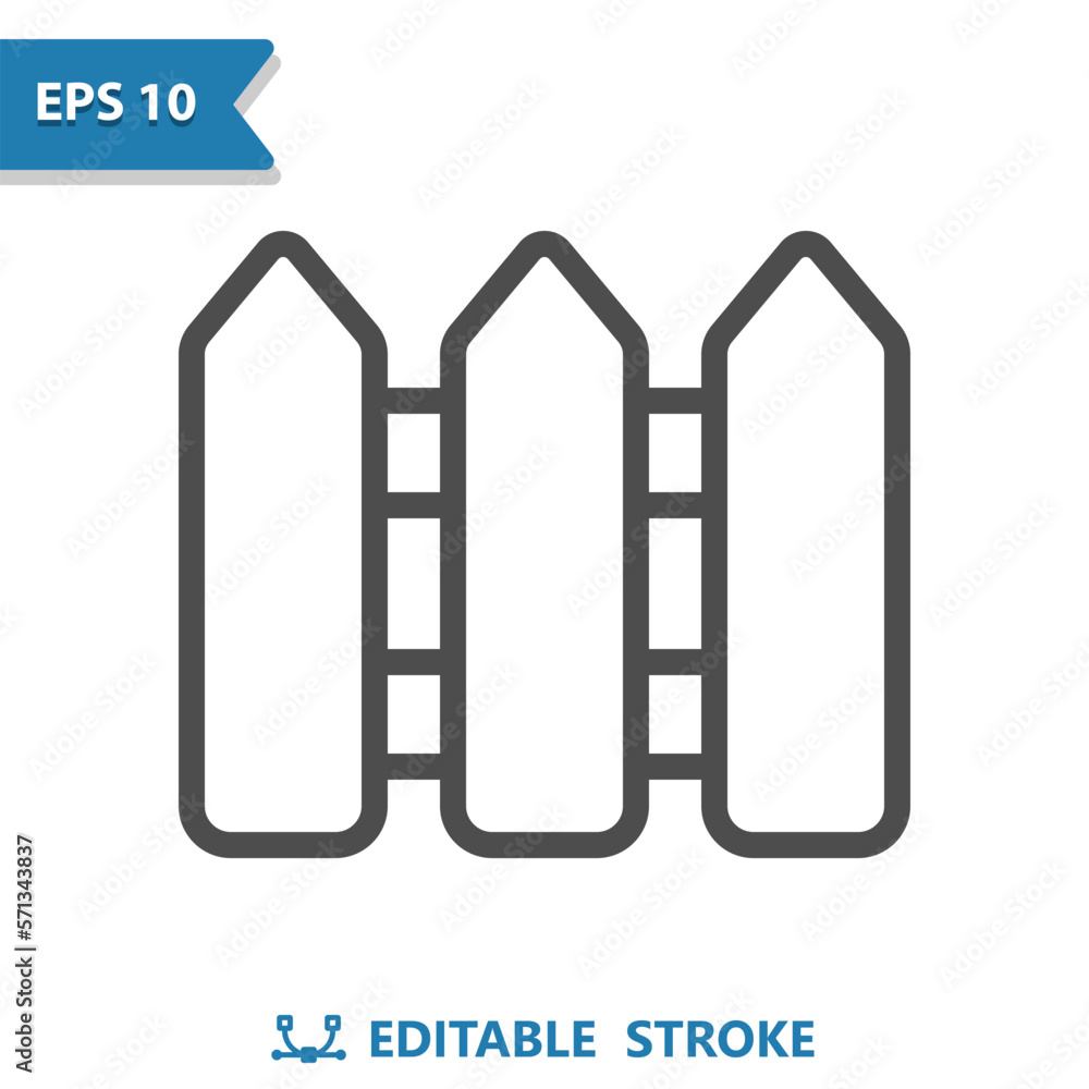 Fence Icon. Yard, Backyard, White Picket Fence Fence Icon. Yard, Backyard, White Picket Fence