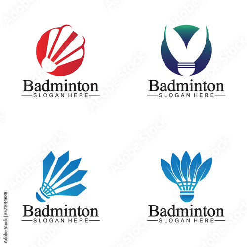 Badminton Logo vector icon illustration design template.Badminton Shuttlecock icon logo.Badminton sport logo template vector. Sport club logo concept
