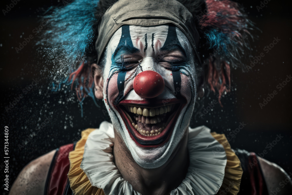 Image of a beautiful smiling clown, with tears of joy on his face ...
