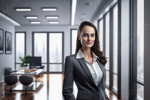 Gorgeous and Confident Businesswoman in a Modern Office - Empowering and Inspiring Stock Image for Women in Business and Leadership, Professionalism and Success