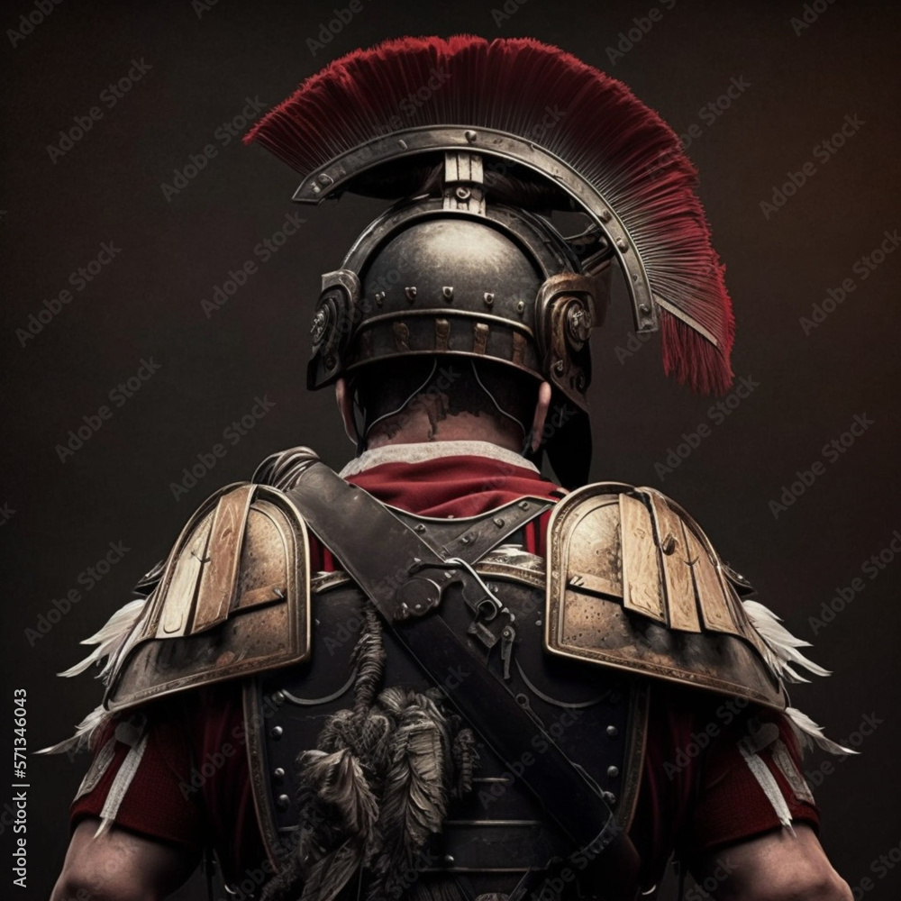 Back view of a Roman soldier. Generative AI. Stock Illustration | Adobe