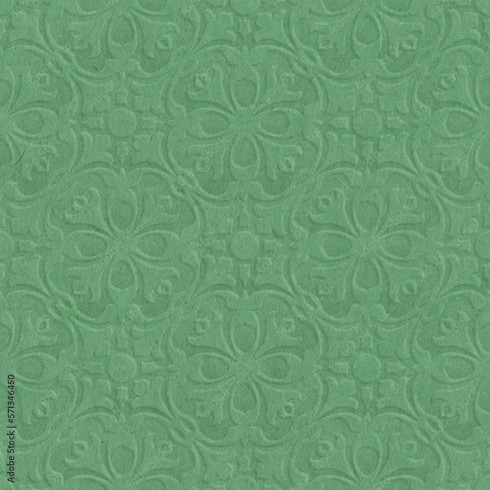 Cardboard background with an embossed floral pattern. Elegant background in green tones. Best for St. Patrick Day.