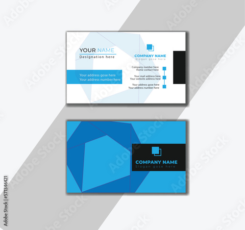Business Card design template.Modern Minimalist blue business card design template.