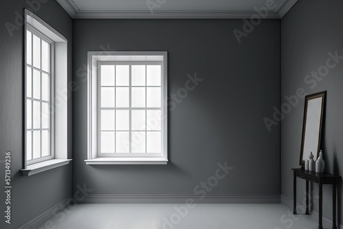 Baordroom interior with blank wall and window, mock up. Generative AI © 2rogan