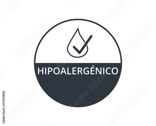 Isolated hypoallergenic sign in Spanish. 