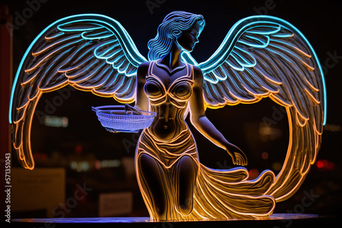 beldade sexy anjo do desejo com luzes neon  photo