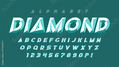 Original characters design, chisel alphabet style, letters and numbers