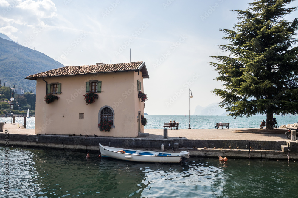 Sunny summer day in Torbole resort on Lake Garda