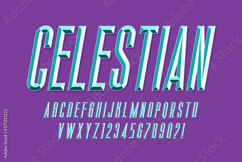 Original characters design, chisel alphabet style, letters and numbers.