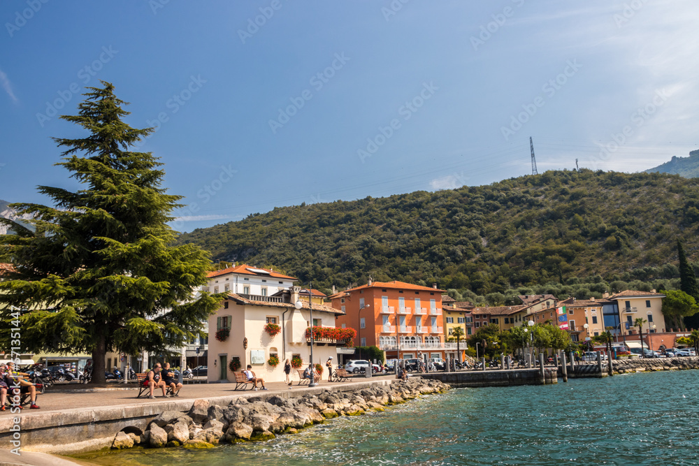 Sunny summer day in Torbole resort on Lake Garda