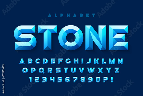 Cristal characters design, original glossy alphabet style, letters and numbers.