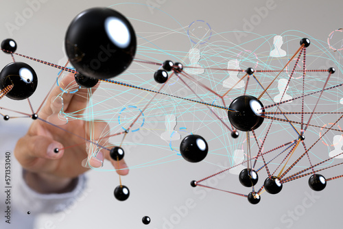 Global network. Blockchain. 3D illustration. Neural networks and artificial intelligence. Abstract - connection