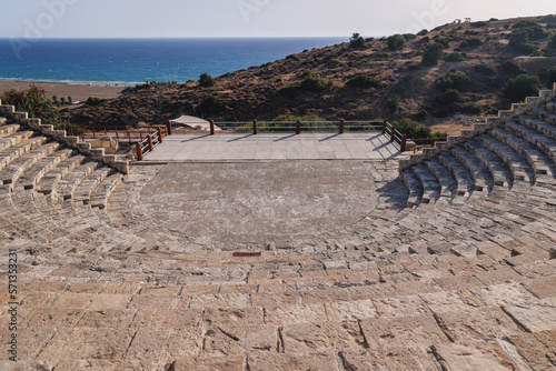 Ancient Amphitheater in Kourion Archaeological Site in Cyprus island country photo