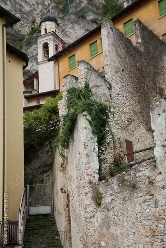 Fototapeta Naklejka Na Ścianę i Meble -  View to church in Limone at Lake Garda, Lombardy Italy
