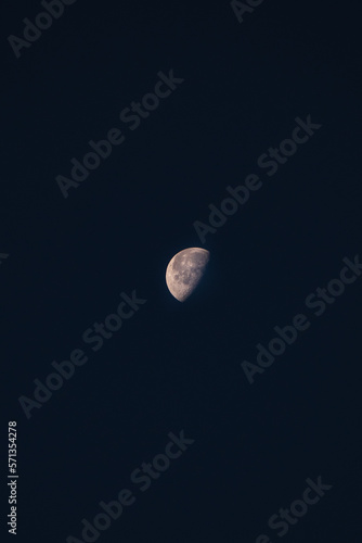 Photos View of the moon halfway to full