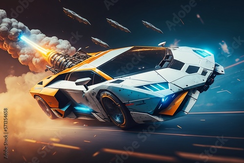 Fast car with a rocket booster