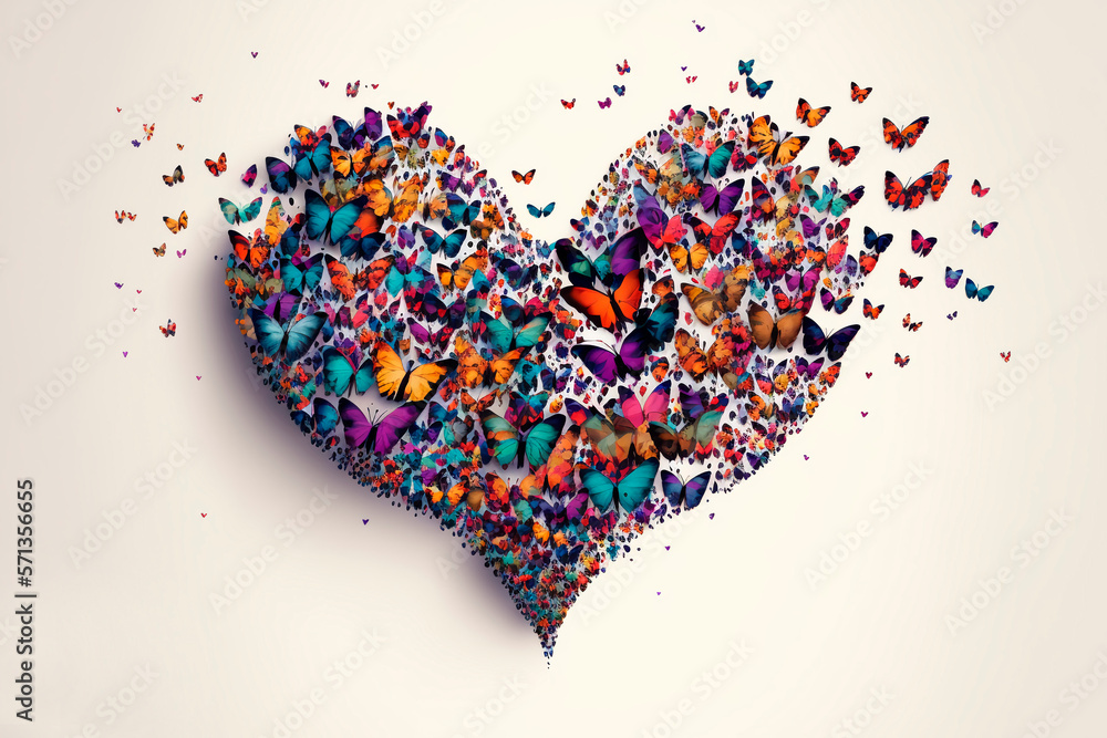 heart shape with butterflies