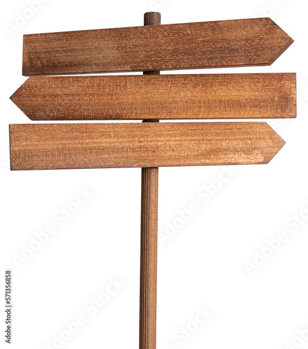 Blank Wood sign post isolated photo