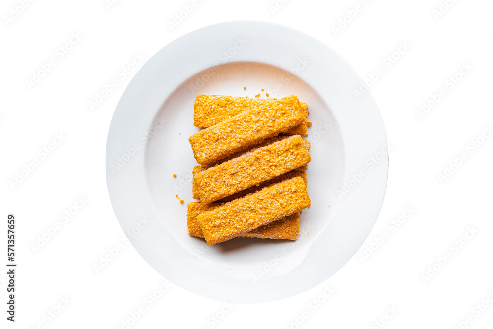 fish stick deep-fried seafood breadcrumbs fast food meal food snack on the table copy space food background rustic top view