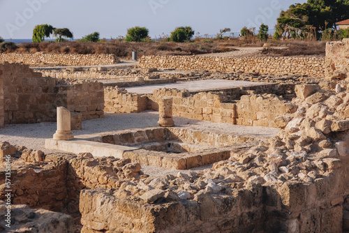 Ruins of House of Theseus villa in Paphos Archaeological Park in Paphos city, Cyprus island country