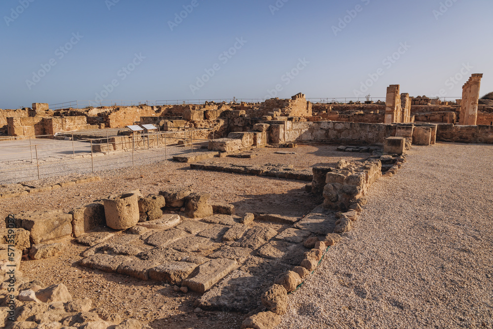 Ruins of House of Theseus villa in Paphos Archaeological Park in Paphos city, Cyprus island country