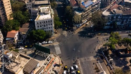 Mumbai downtown aerial timelapse hyperlapse drone view, India, Maharashtra, 4k 