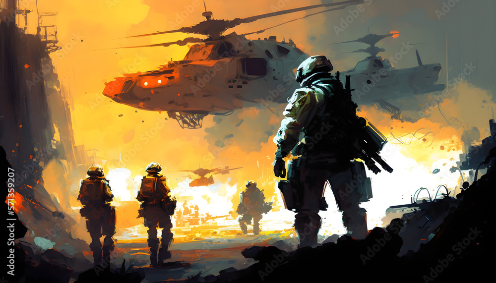 soldiers at an advanced military base awaiting an alien invasion soldiers at an advanced military base awaiting an alien invasion