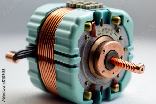 Close up of a modern commutator with an internet wire against a white background. Generative AI