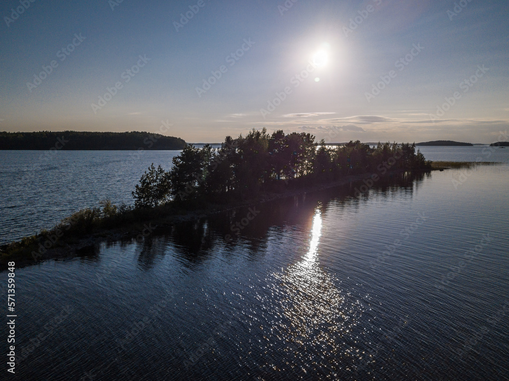 Narrow ridge island with trees Narrow ridge island with trees
