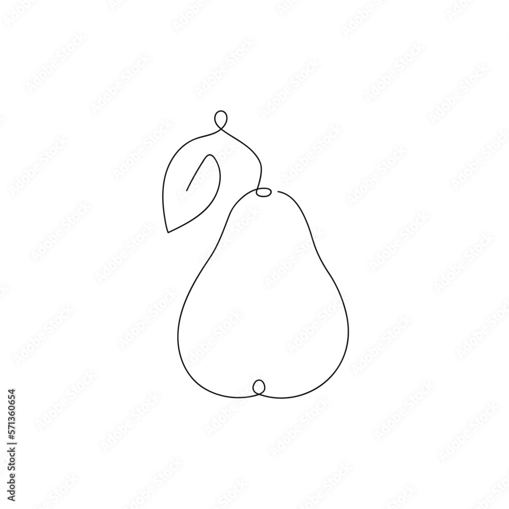 Pear drawn in one continuous line. One line drawing, minimalism. Vector illustration. Pear drawn in one continuous line. One line drawing, minimalism. Vector illustration.