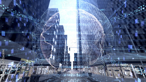 Smart City Artificial intelligence Network Building Technology CG animation background © bluebackimage