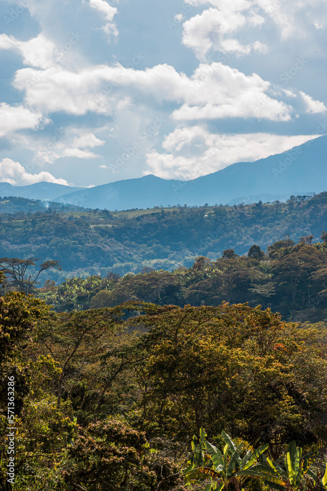 Hilly landscape in the countryside. Located in Santander, Colombia.