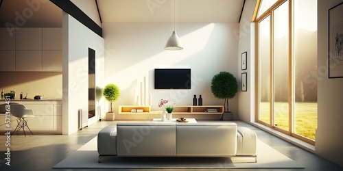 Modern living room minimalist design . Generative AI