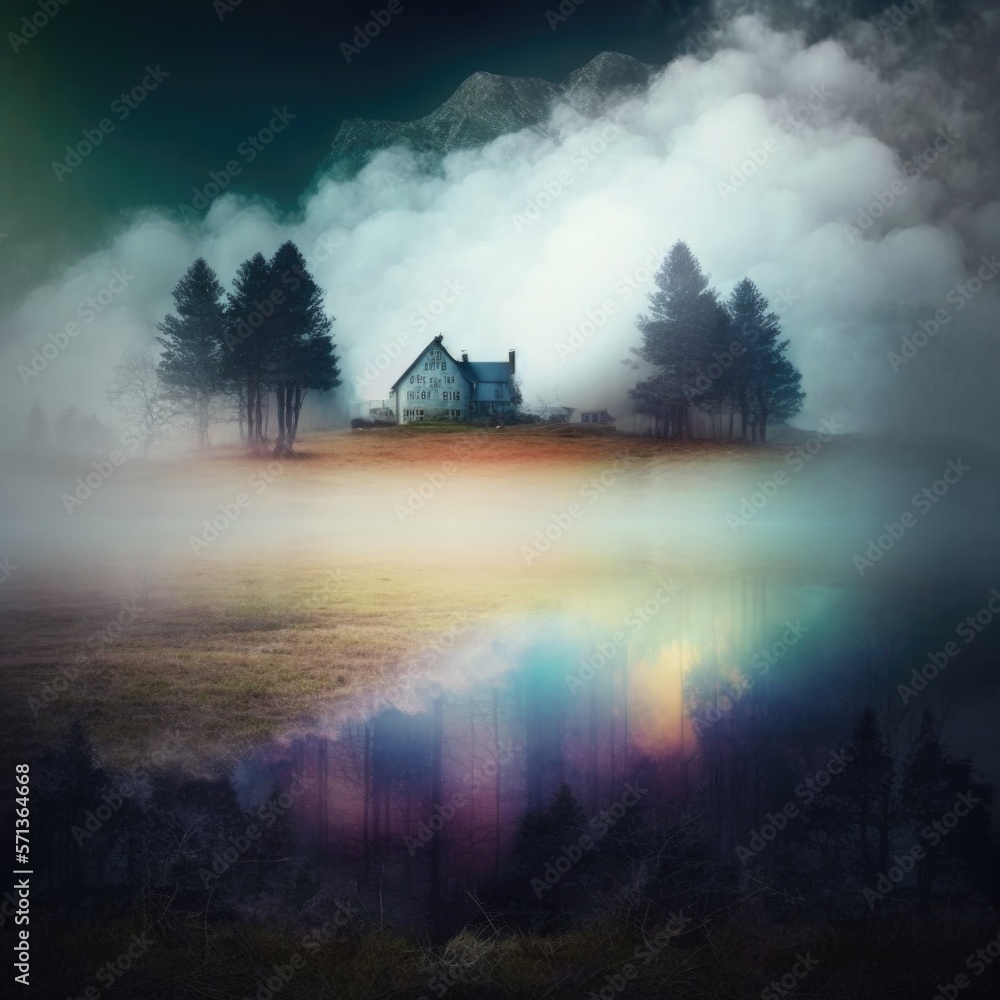 spectral fog wrapping the land, fantasy art, AI generation. spectral fog wrapping the land, fantasy art, AI generation.