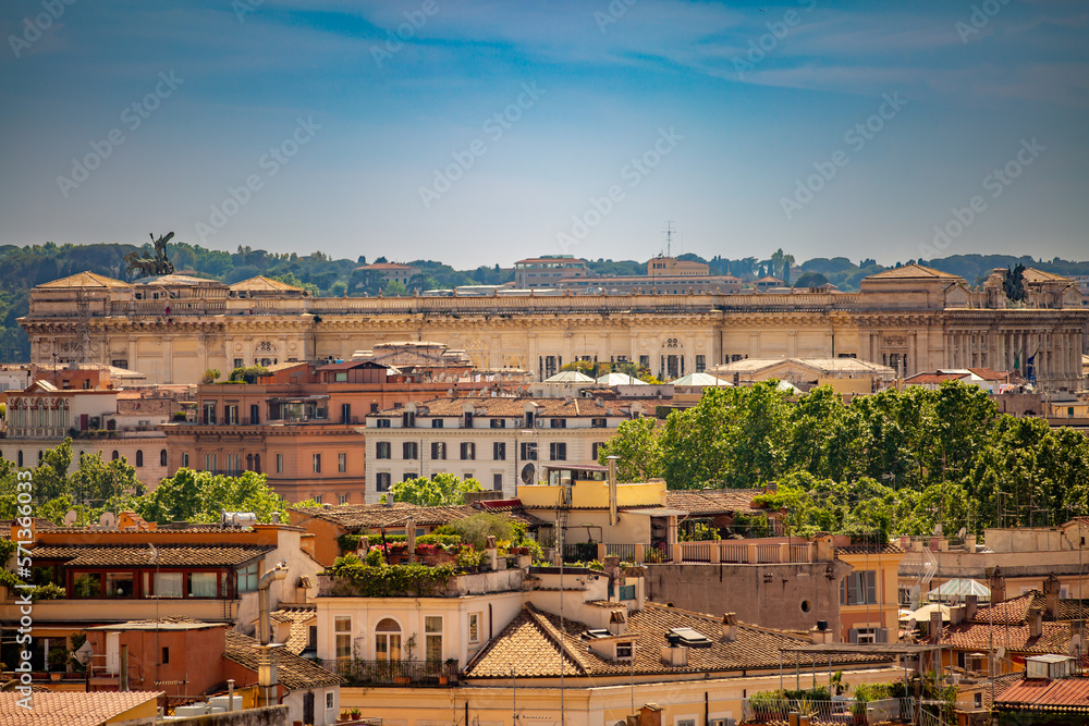 Rome,Italy - May 11,2018:National Monument to Victor Emmanuel II , Roma architecture and landmarks. Old famous streets, attractions and world heritage.