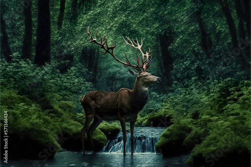 Deer in the forest created with Generative AI  © Soulmate