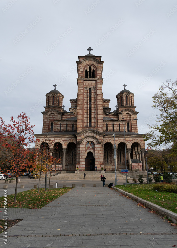 Saint Mark orthodox church in Tasmajdan park in Belgrade, Serbia